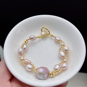26X5 Handmade Freshwater Baroque Pearl Necklace Bracelet 2in1